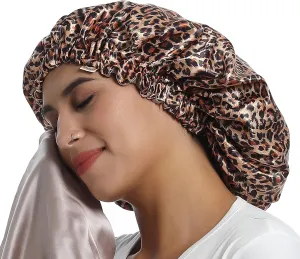 100% Mulberry Silk Lined Bonnet Adjustable Satin Sleep Cap 19 Momme Silk Bonnet for Women Curly,Long Hair Care