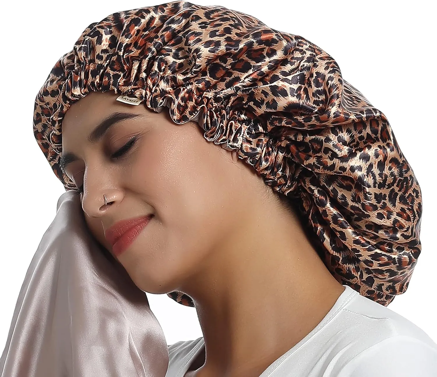100% Mulberry Silk Lined Bonnet Adjustable Satin Sleep Cap 19 Momme Silk Bonnet for Women Curly,Long Hair Care
