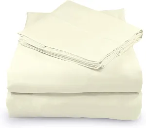 100% Organic Cotton Sheets Full Size - GOTS Certified Organic Bed Sheets with Deep Pocket 500 Thread Count and Cozy Sateen Weave Gets Softer with Each Wash - Luxury 4 Piece Set (Ivory, Full)