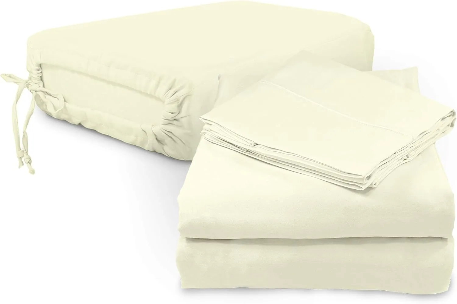100% Organic Cotton Sheets Full Size - GOTS Certified Organic Bed Sheets with Deep Pocket 500 Thread Count and Cozy Sateen Weave Gets Softer with Each Wash - Luxury 4 Piece Set (Ivory, Full)