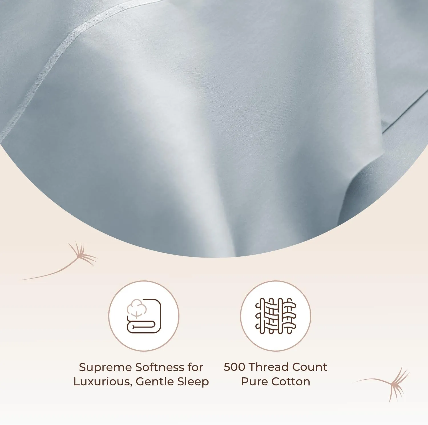 100% Organic Cotton Sheets Twin Size - GOTS Certified Organic Bed Sheets with Deep Pocket 500 Thread Count and Cozy Sateen Weave Gets Softer with Each Wash - Luxury 3 Piece Set (Powder, Twin)