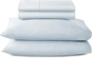 100% Organic Cotton Sheets Twin Size - GOTS Certified Organic Bed Sheets with Deep Pocket 500 Thread Count and Cozy Sateen Weave Gets Softer with Each Wash - Luxury 3 Piece Set (Powder, Twin)