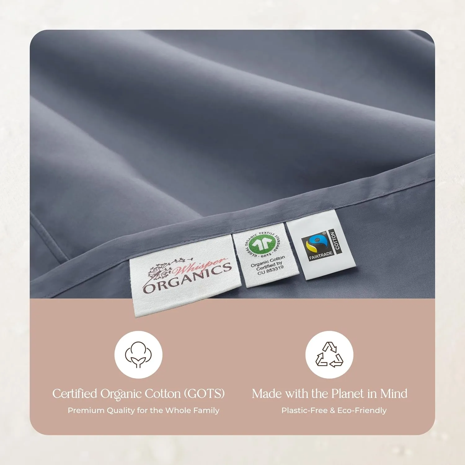 100% Organic Cotton Sheets Twin Size - GOTS Certified Organic Bed Sheets with Deep Pocket Breathable and Cozy Sateen Weave Gets Softer with Each Wash - Luxury 3 Piece Set (Mineral, Twin)