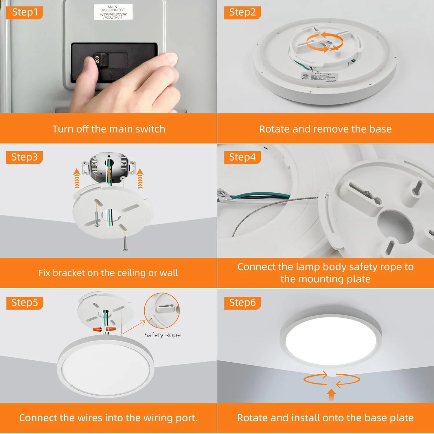 12 Inch Flush Mount LED Ceiling Light with Night Light, 24W, 2400lm, Selectable 3000K/4000K/5000K, Flat Lights for Bedroom, Kitchen, White (2Pack)