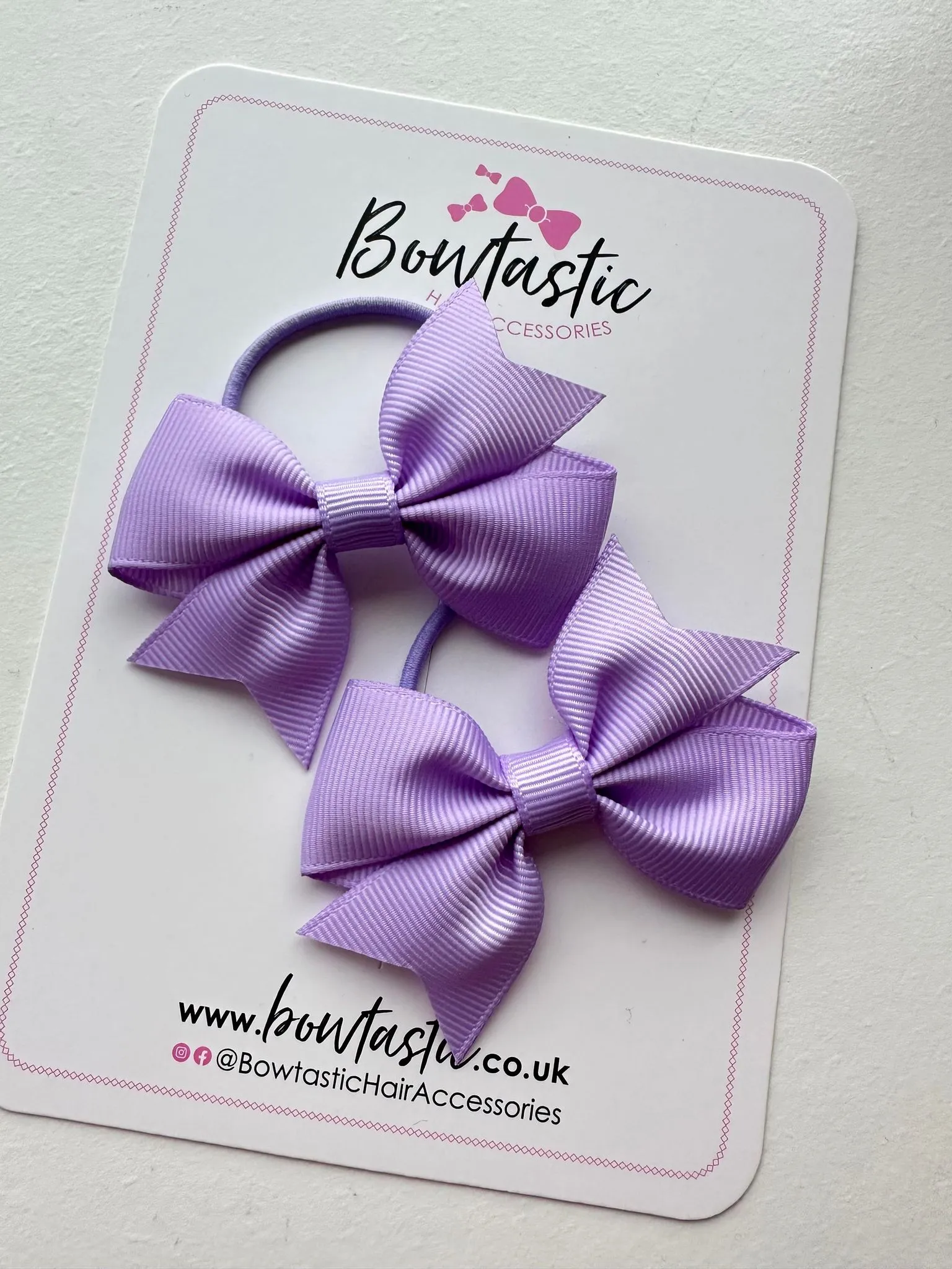 2.5 Inch Flat Bow Thin Elastic - Style 2 - Light Orchid - 2 Pack