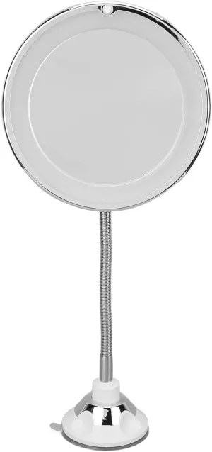360° Swivel Magnifying Mirror, Battery Operated 10X Magnification Flexible Cordless Goose Neck LED Fill Light Suction Cup, Adjustable Gooseneck for Home Office Travel Makeup