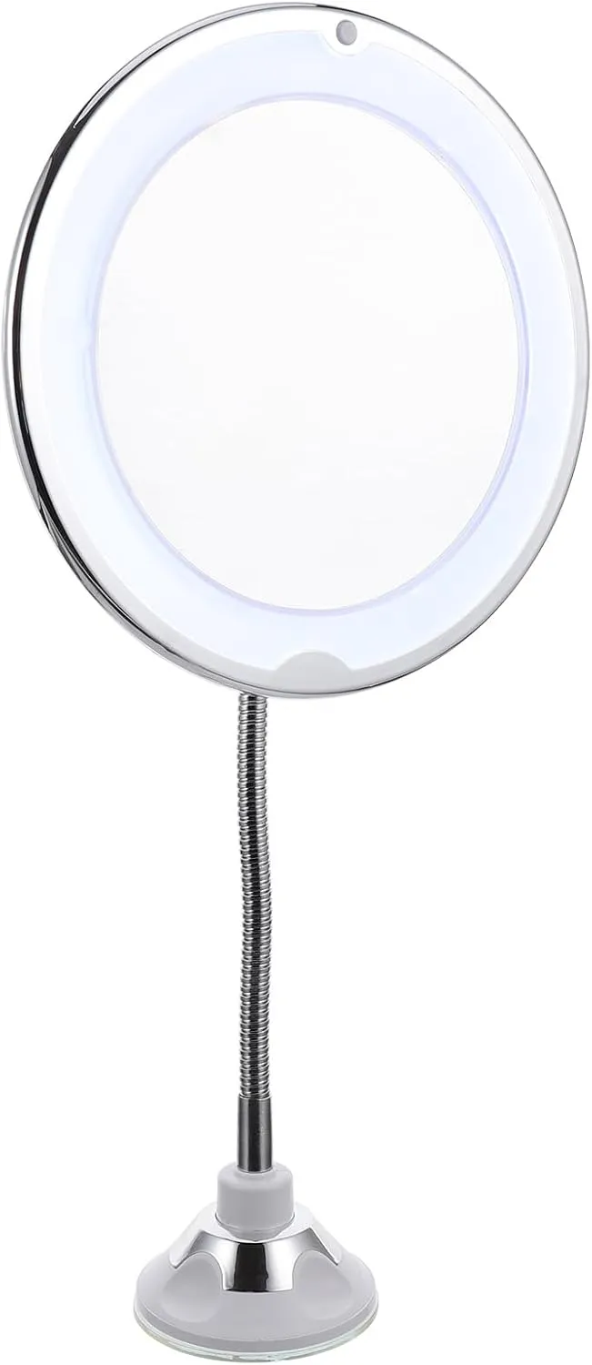 360Degree Makeup Mirror with LED Light Rotating Design and Suction Cup for Eye Makeup in Vanity Mirror for Home and Bathroom Use