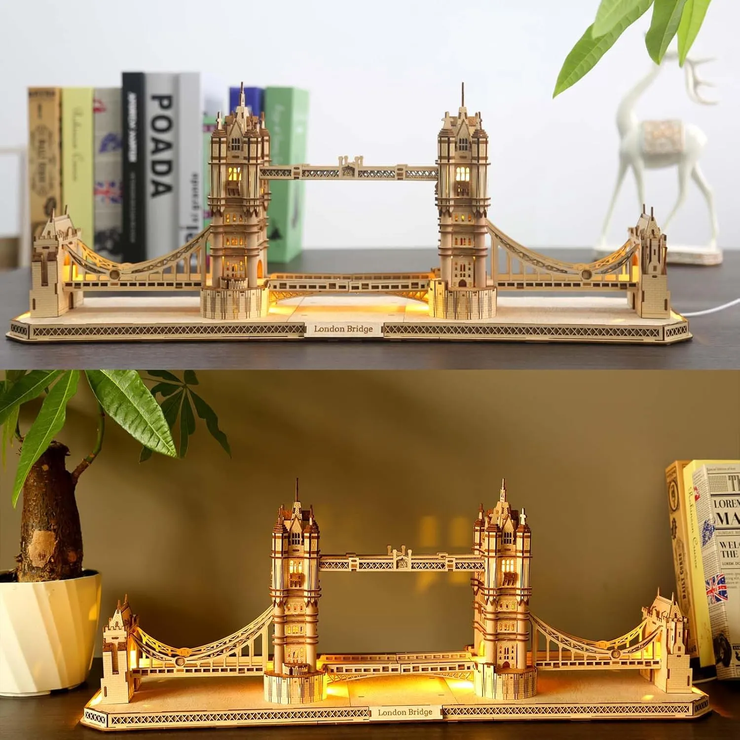 3D Wooden Puzzle for Adults, England Britain London Bridge Wood Architecture Model, DIY Mechanical Building Kit Craft Hobbies Toy, Birthday Festival Gift for Women Men, Home Decor, 450 PCS