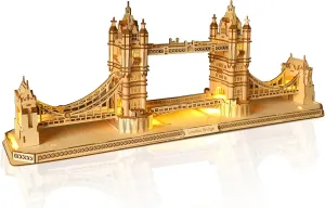 3D Wooden Puzzle for Adults, England Britain London Bridge Wood Architecture Model, DIY Mechanical Building Kit Craft Hobbies Toy, Birthday Festival Gift for Women Men, Home Decor, 450 PCS