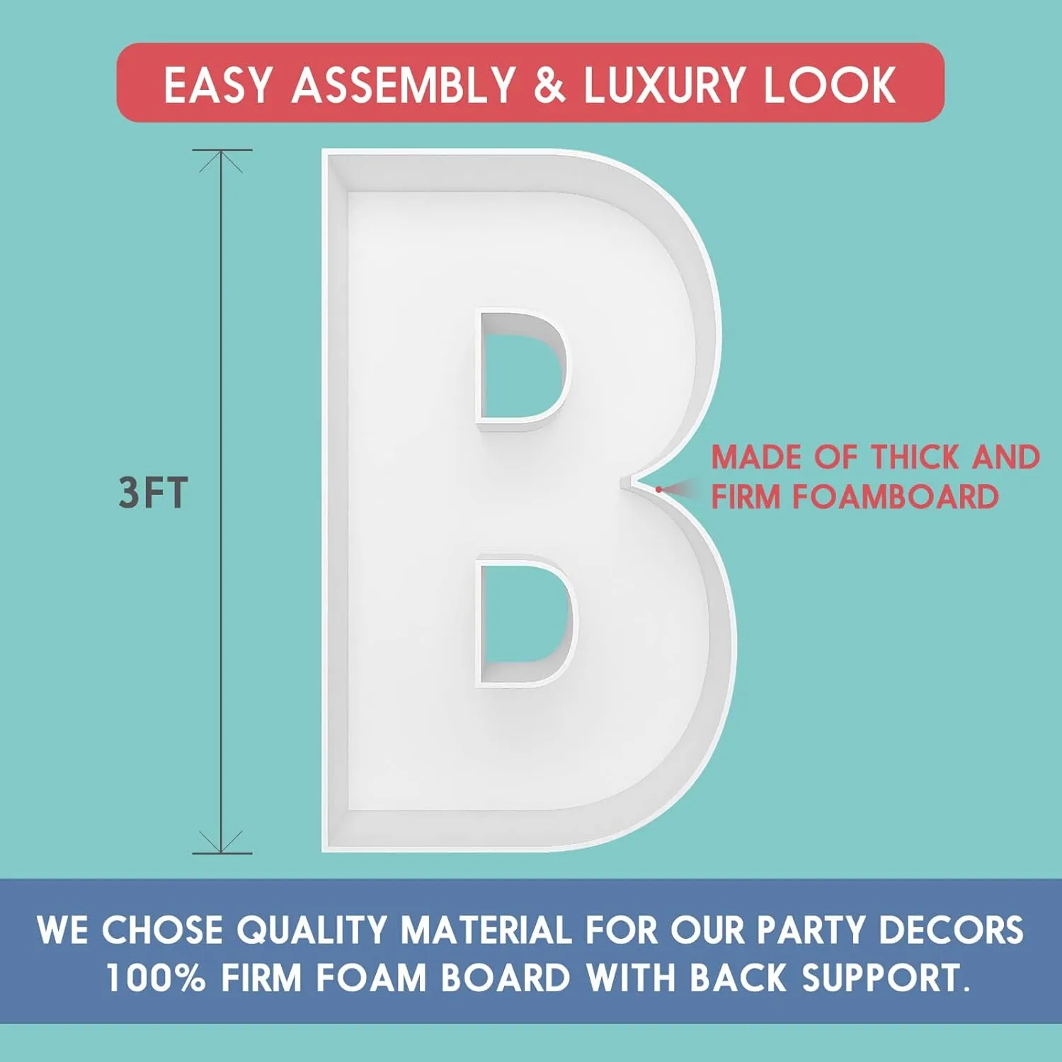 3FT Tall Mosaic Balloon Frame Letters Big Marquee Light Up Letters DIY Kit for Birthday Party Wedding Backdrop Decor Letter B Pre-Cut Foam Board