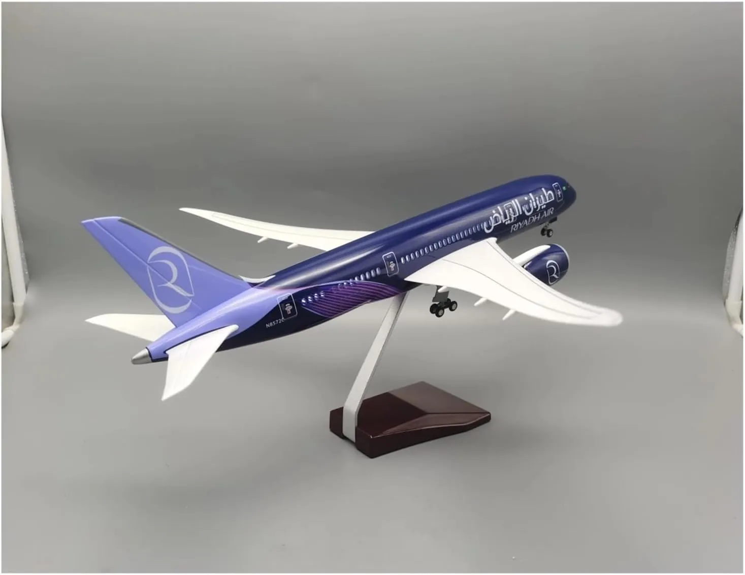 43CM Plane for B787 Riyadh Airplane Resin Aircraft with Lights with LED Light Collection Great Decorations for Counters(No lamp)
