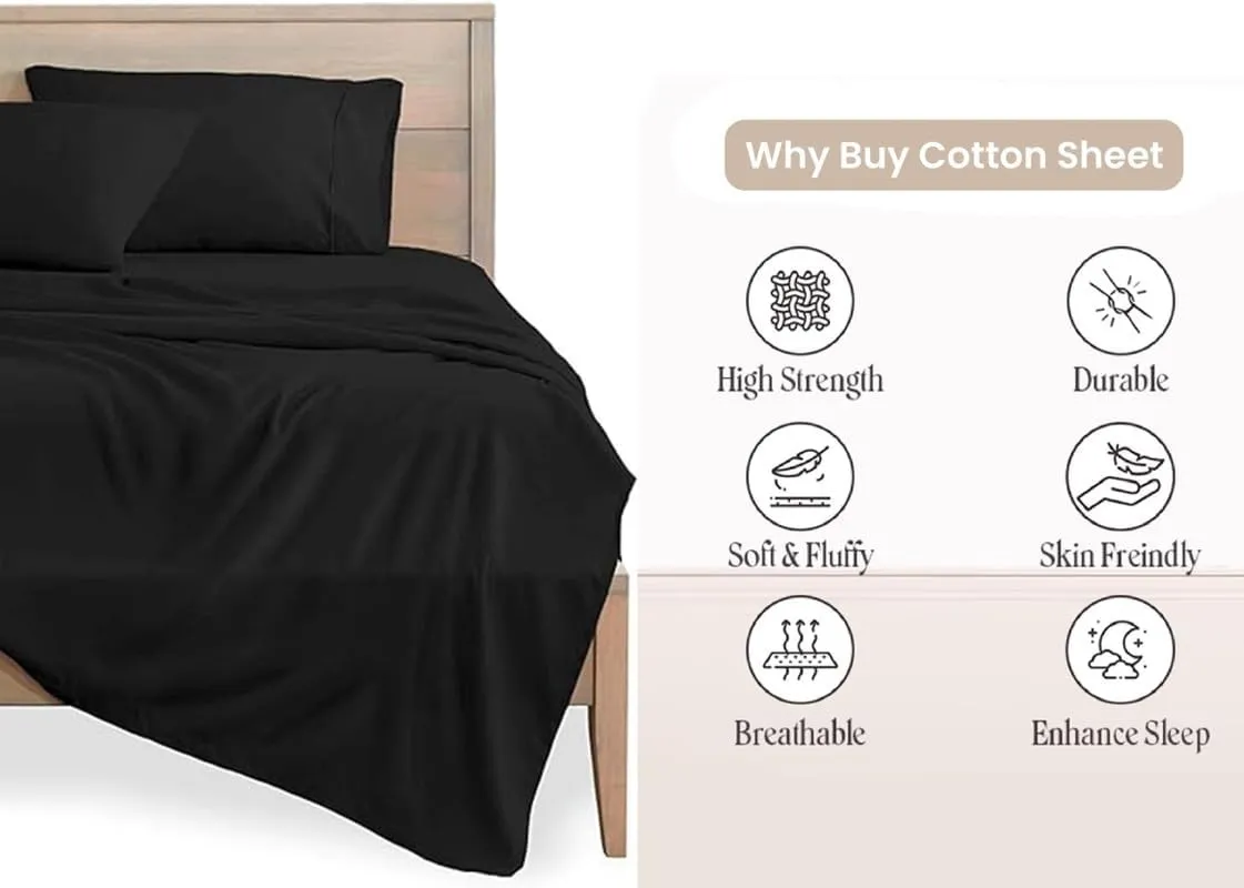 600 TC PercaleCotton Sheets for Full XL Size Bed - Percale Cotton Sheets Full XL Size Sheets Full XL Size Deep Pocket Cotton Bed Sheets Full XL Sheets Full XL Size Cotton Bedsheet Set Full XL Size