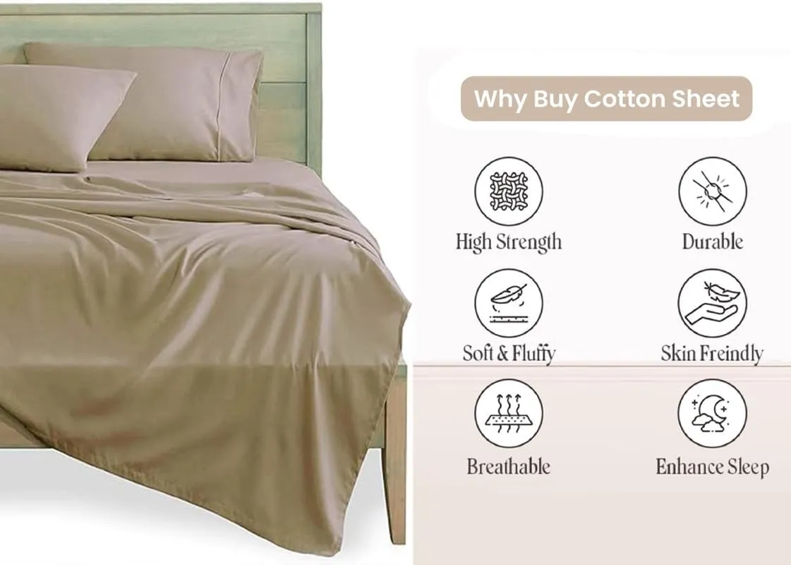 600 TC PercaleCotton Sheets for Full XL Size Bed - Percale Cotton Sheets Full XL Size Sheets Full XL Size Deep Pocket Cotton Bed Sheets Full XL Sheets Full XL Size Cotton Bedsheet Set Full XL Size