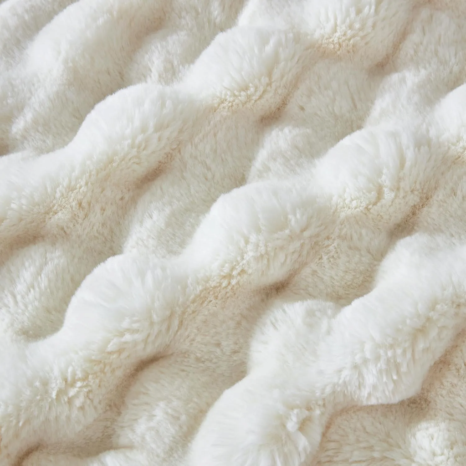60x80 Inches Ultra-Soft Fuzzy Faux Fur Plush Twin Size Blanket - Thick, Warm Sherpa for Couch, Sofa, Bedroom, Camping - Decorative Blanket for Cozy Warmth, Bubble Ivory White