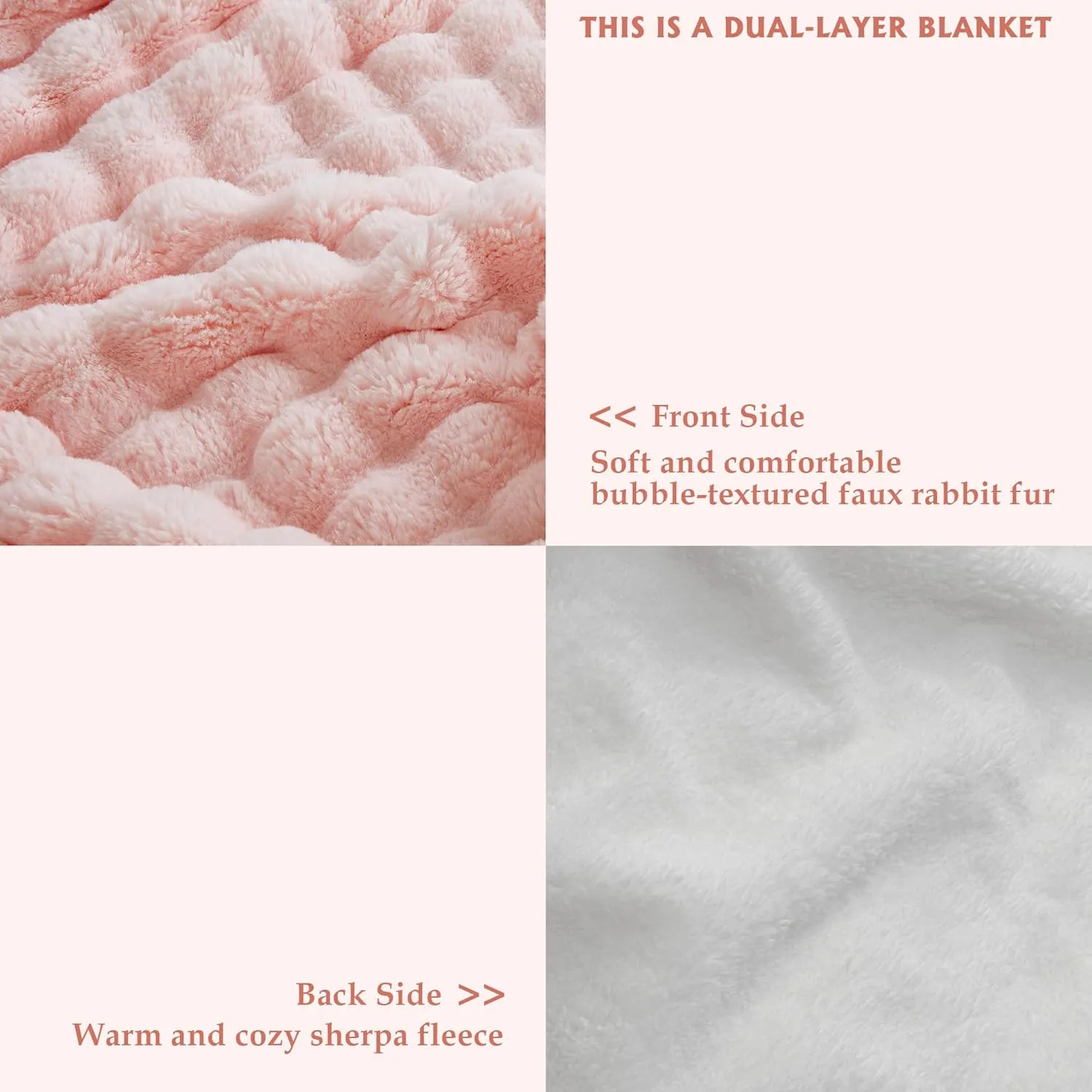 60x80 Inches Ultra-Soft Fuzzy Faux Fur Plush Twin Size Blanket - Thick, Warm Sherpa for Couch, Sofa, Bedroom, Camping - Decorative Blanket for Cozy Warmth, Bubble Pink