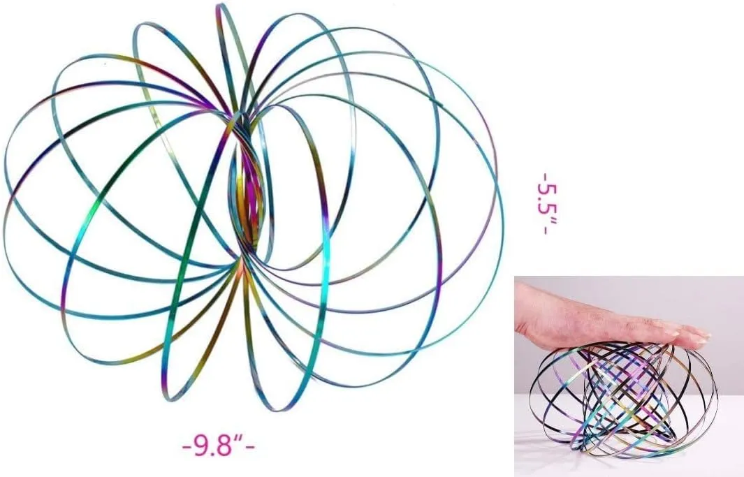 9 Pack Flow Spinner Ring Arm Magic Spring Arm Flow Sculpture Ring Colored Magic Kinetic Spring Interactive Stress Relief Rings Festival Accessories (Colorful)