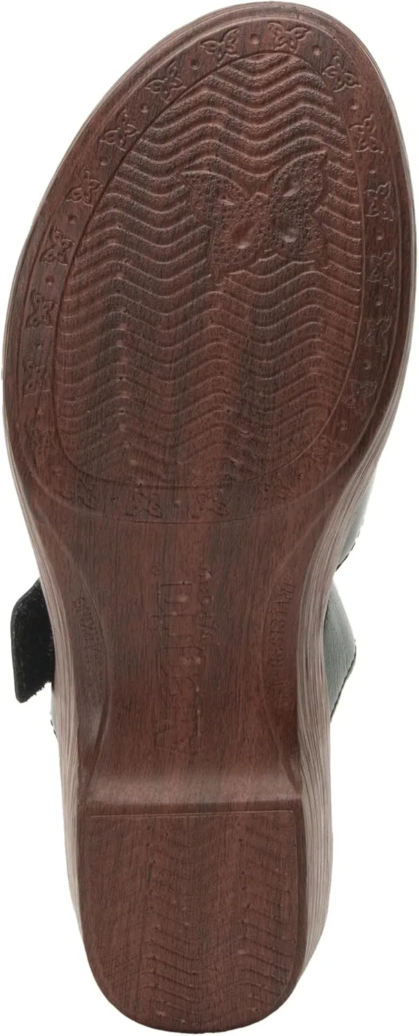 Alegria Womens Sydni Leather Open Back Slip-On Wedge Heel