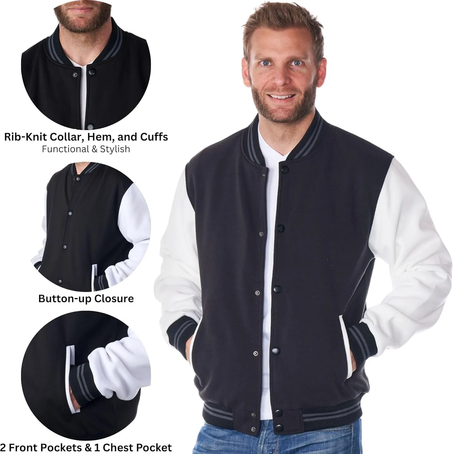 Alpine Swiss Tyler Men’s Varsity Jacket Classic Letterman Coat Baseball Bomber Jacket Lightweight Stylish Everyday Outerwear