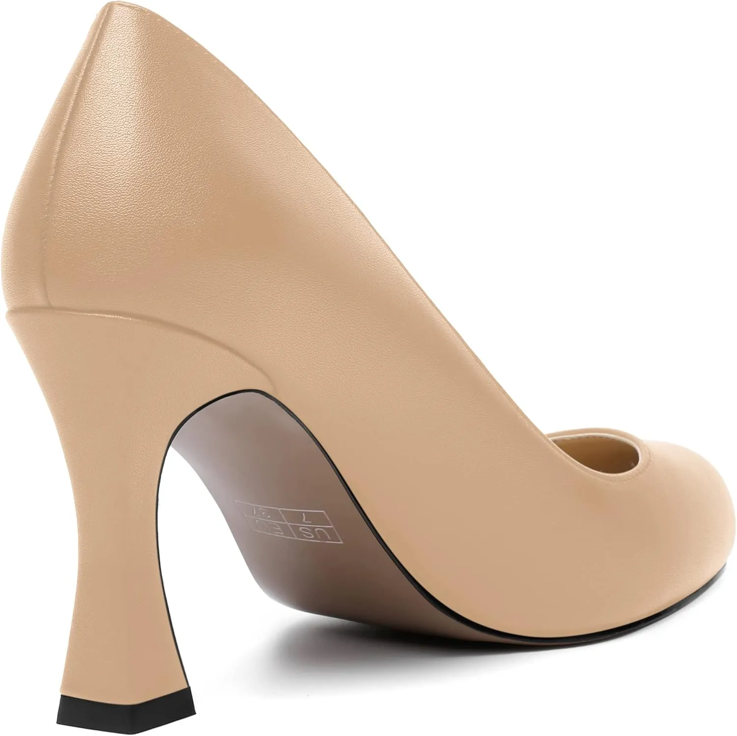 AMBELIGHT Womens Matte Solid Slip On Casual Evening Fashion Round Toe Chunky High Heel Pumps Shoes 3.3 Inch