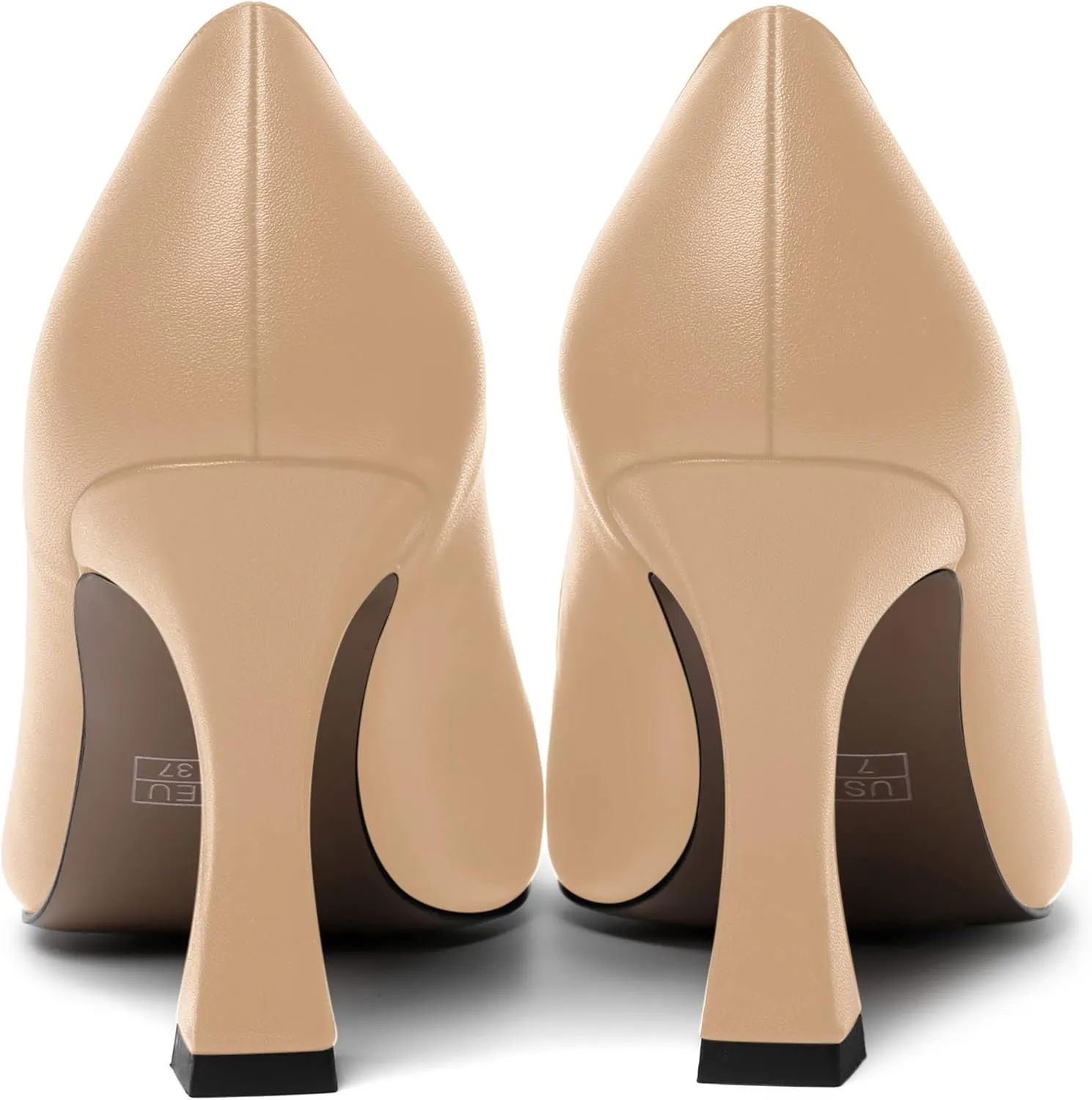 AMBELIGHT Womens Matte Solid Slip On Casual Evening Fashion Round Toe Chunky High Heel Pumps Shoes 3.3 Inch