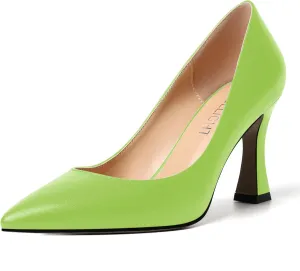 AMBELIGHT Womens Slip On Dress Pointed Toe Suede Wedding Stiletto High Heel Pumps Shoes 3.3 Inch