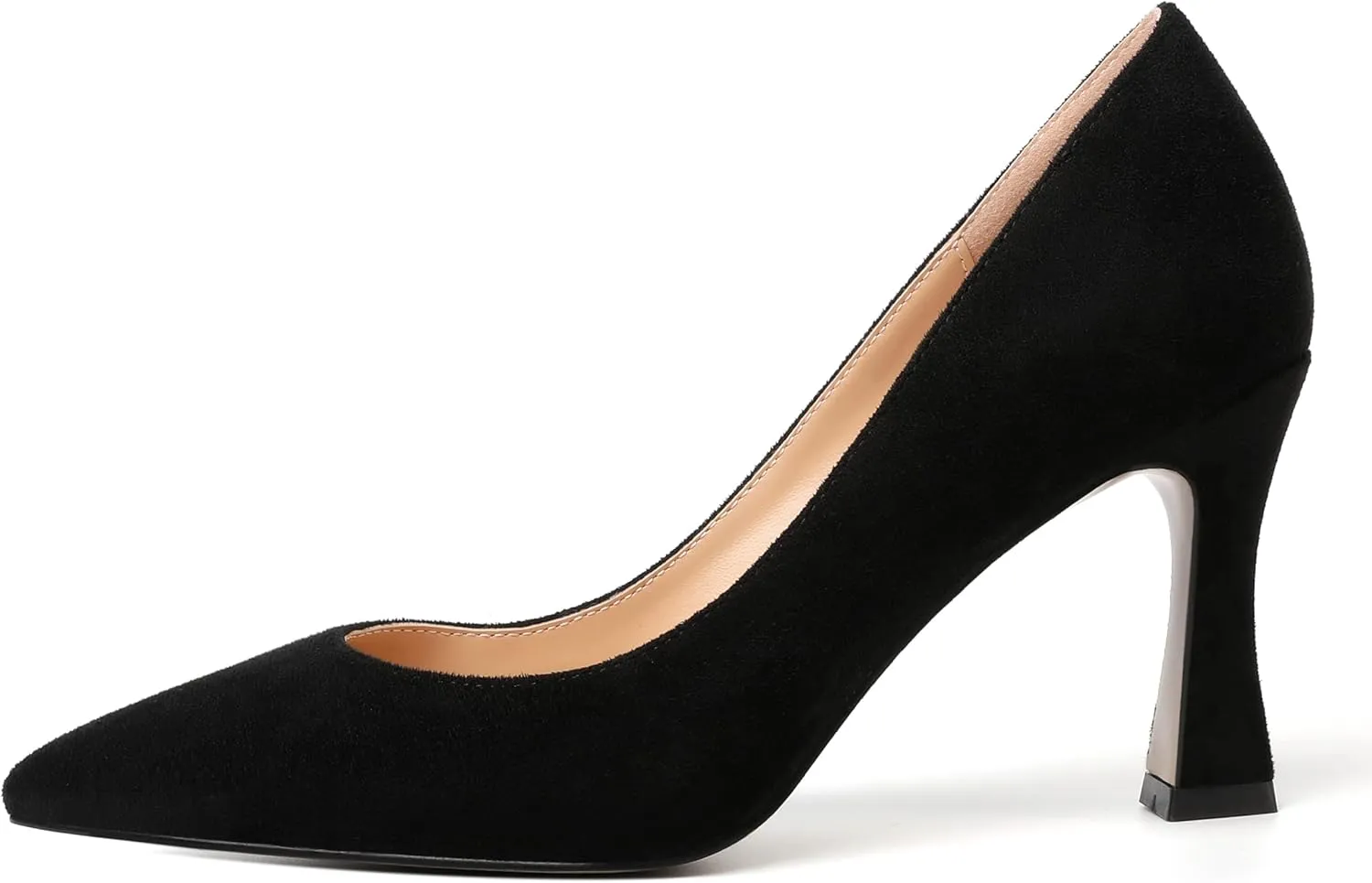 AMBELIGHT Womens Slip On Dress Pointed Toe Suede Wedding Stiletto High Heel Pumps Shoes 3.3 Inch