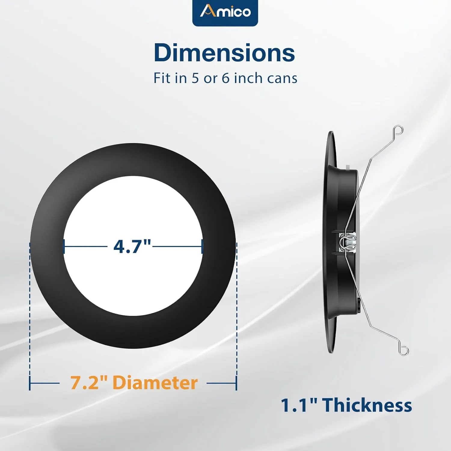 Amico Recessed Lighting 5/6 Inch, 12 Pack 5CCT Flat LED Can Lights, 2700K/3000K/4000K/5000K/6000K Selectable,12W Eqv 110W, 1050LM Brightness, Retrofit Installation - ETL & FCC, Black