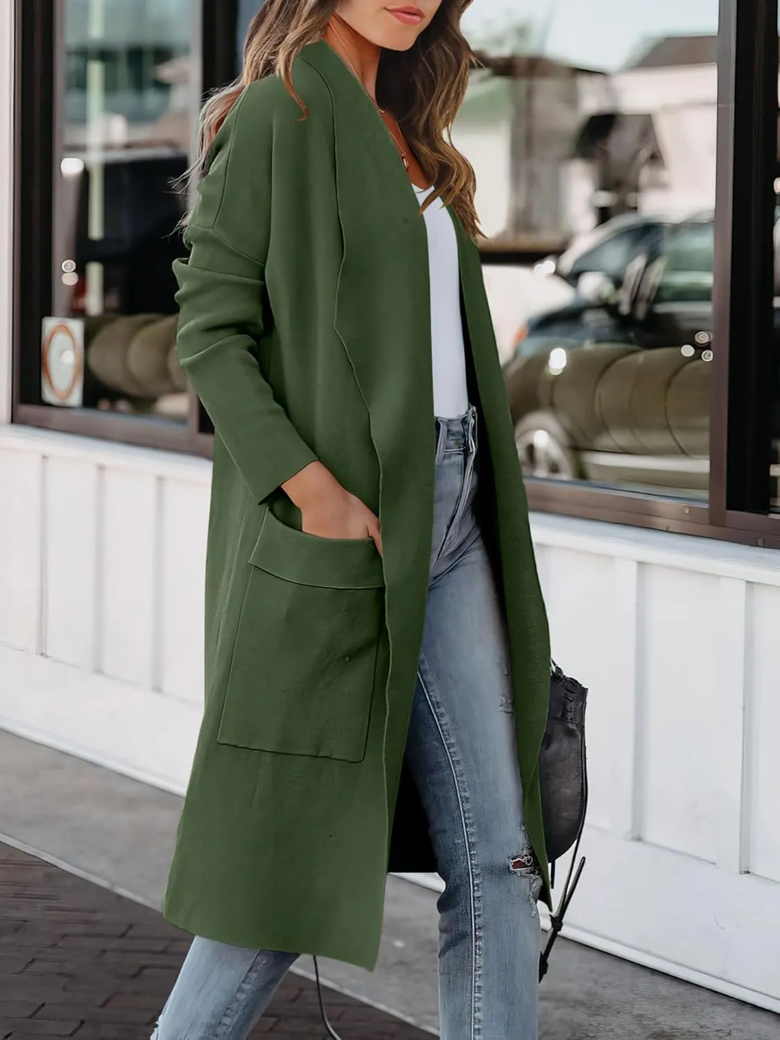 ANRABESS Women's Long Cardigan Sweater 2025 Spring Fashion Casual Oversized Knit Open Front Coatigan Jacket Coat Outfits