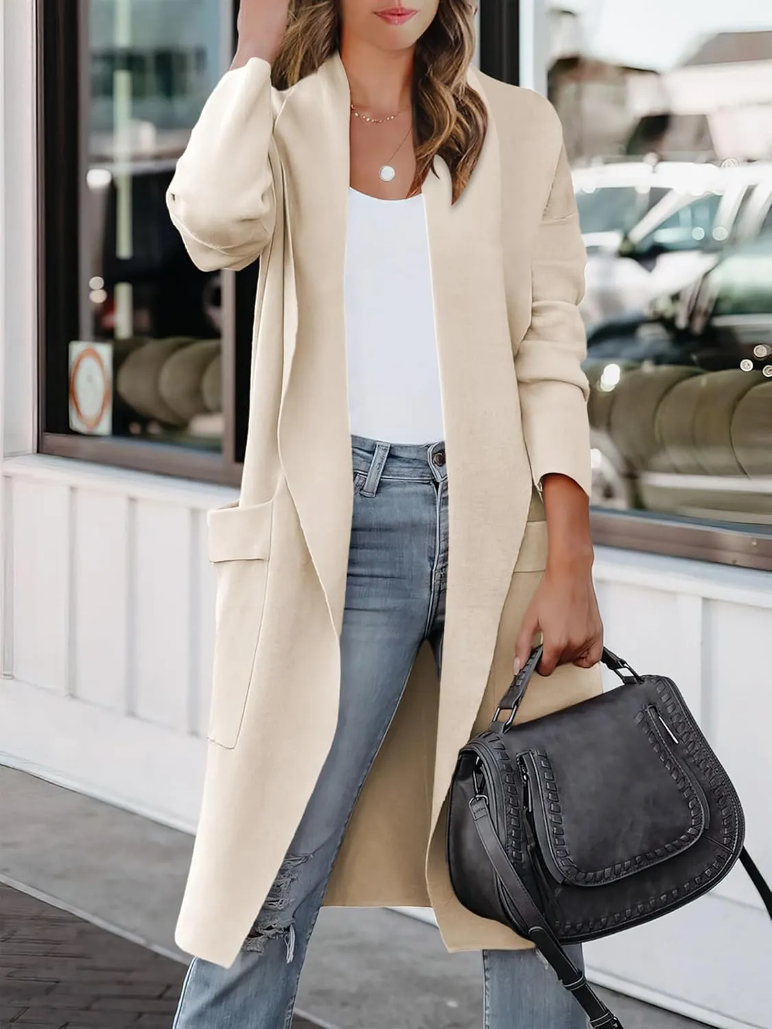 ANRABESS Women's Long Cardigan Sweater 2025 Spring Fashion Casual Oversized Knit Open Front Coatigan Jacket Coat Outfits