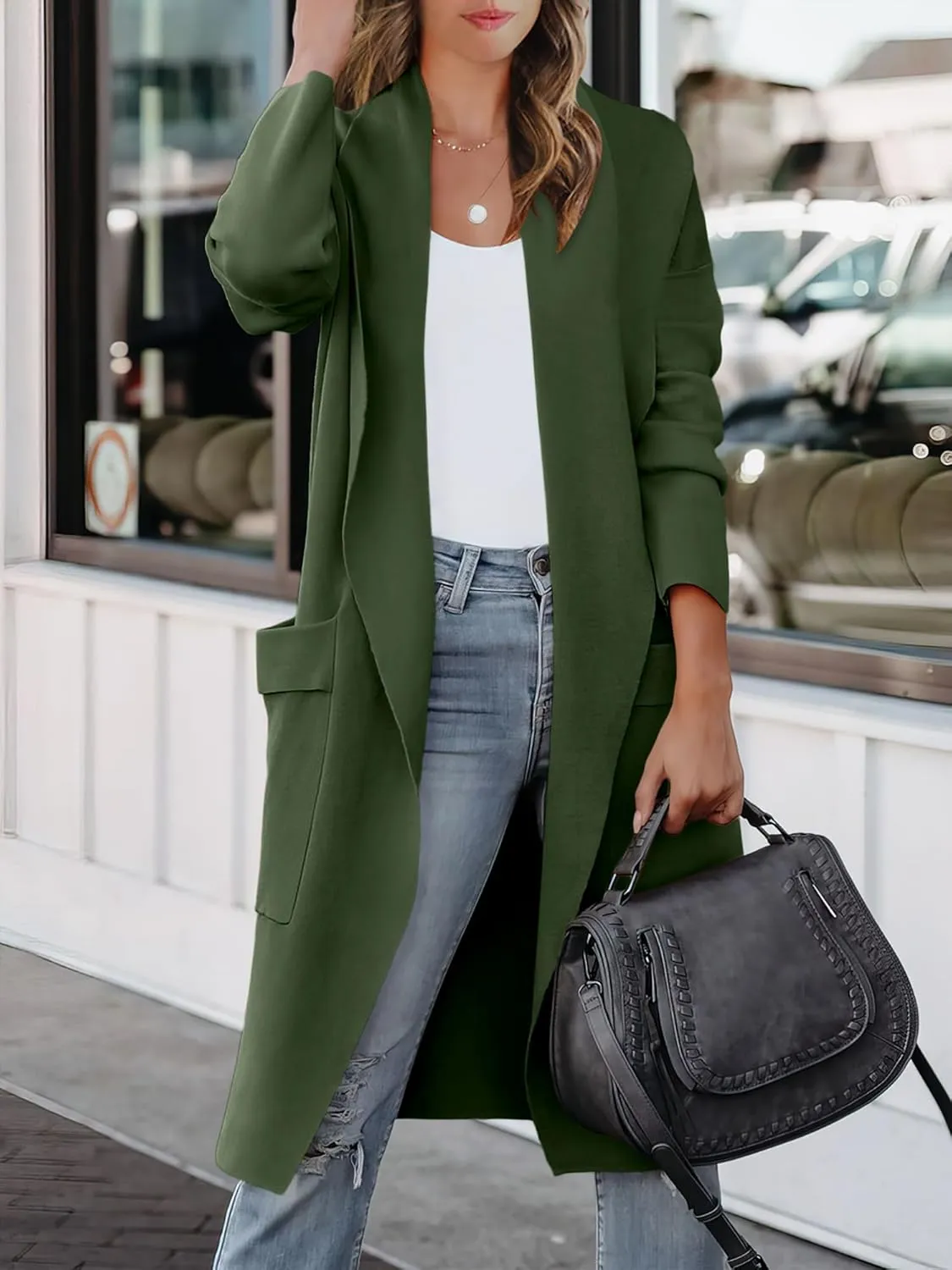 ANRABESS Women's Long Cardigan Sweater 2025 Spring Fashion Casual Oversized Knit Open Front Coatigan Jacket Coat Outfits