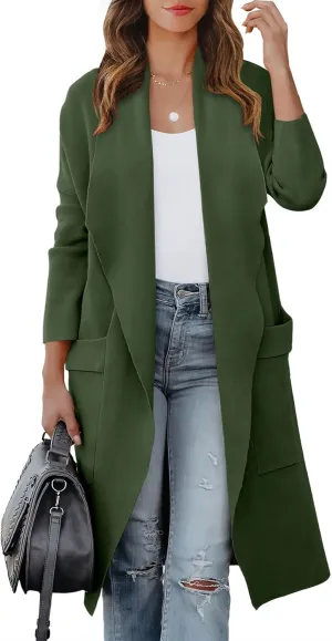 ANRABESS Women's Long Cardigan Sweater 2025 Spring Fashion Casual Oversized Knit Open Front Coatigan Jacket Coat Outfits