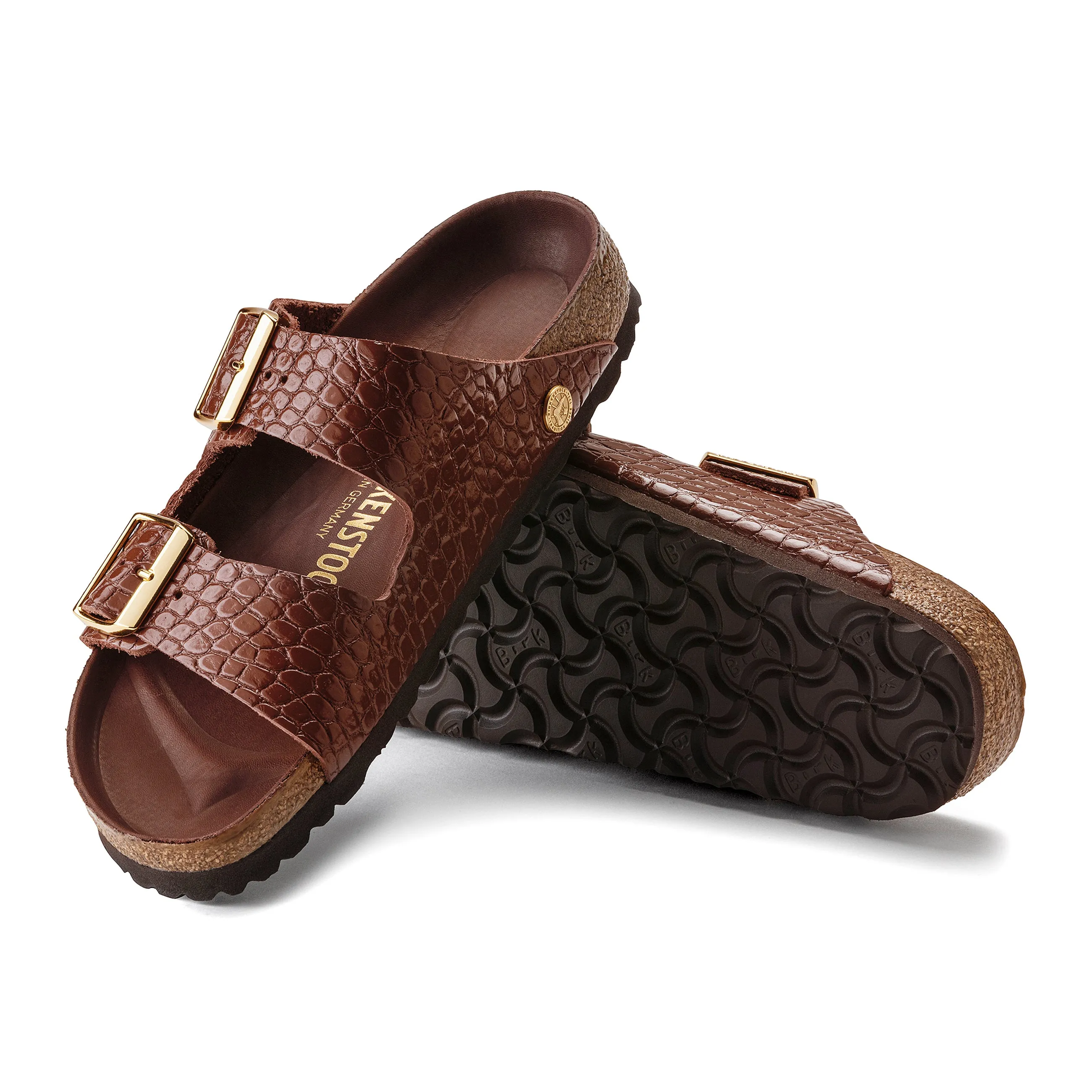 Arizona Semi Exquisite Hot Chocolate Embossed Natural Leather