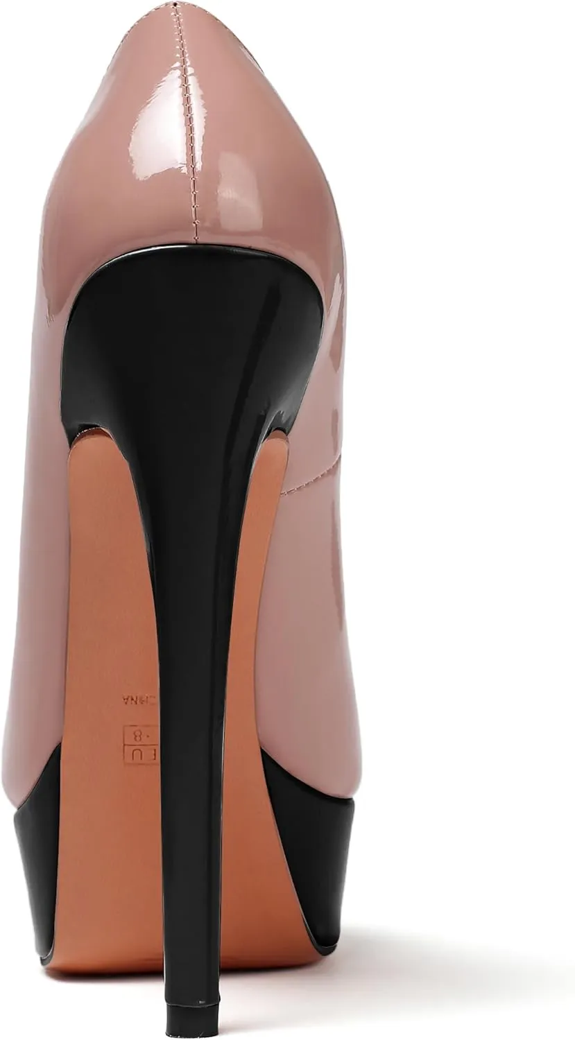 AUMOTED Women's Platform Pumps Peep Toe Stiletto Slip On Sexy High Heels Dress Wedding Party Shoes