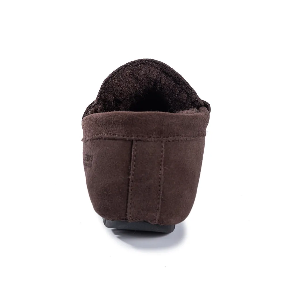 AUS WOOLI AUSTRALIA MENS TERRIGAL COSY MOCCASIN - CHOCOLATE