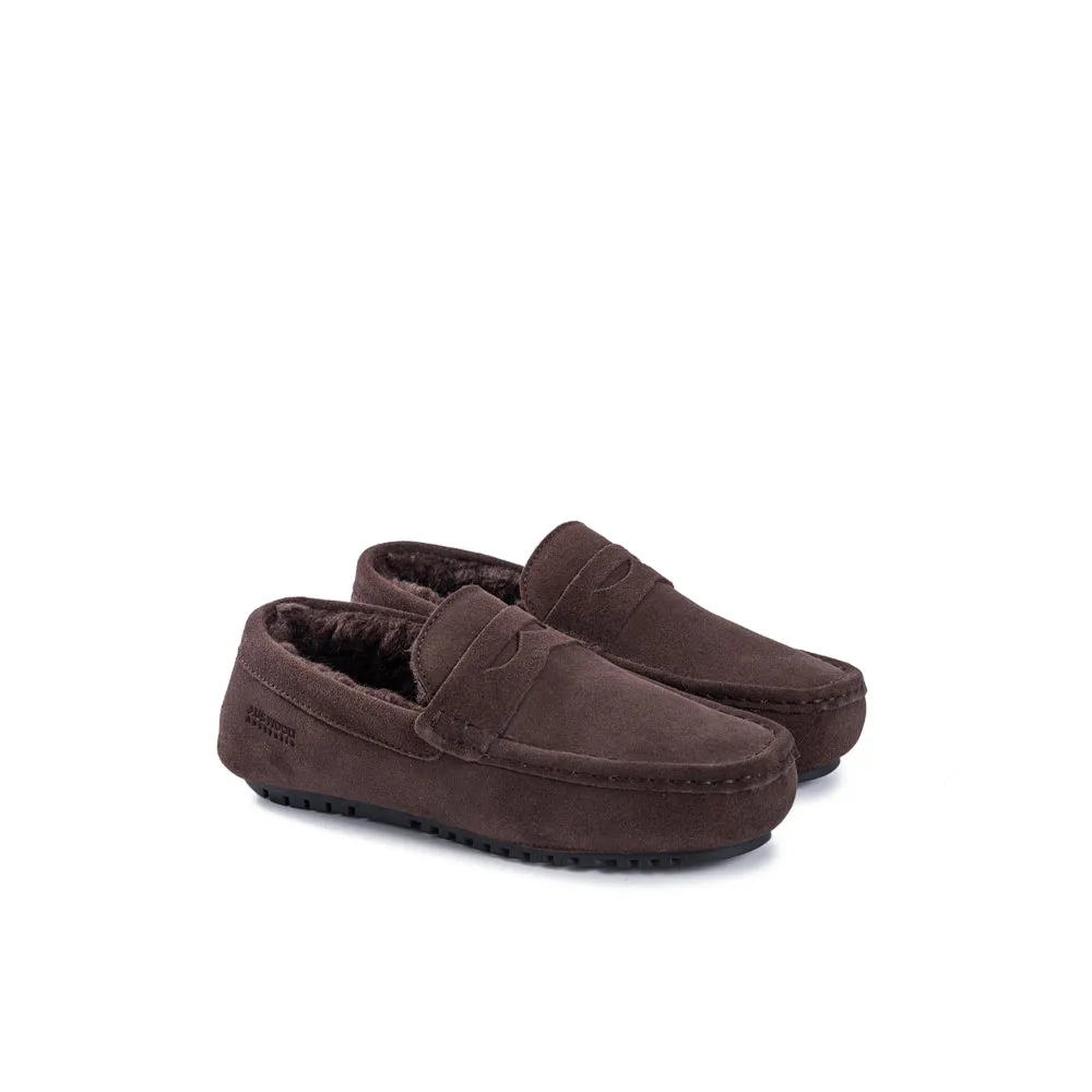 AUS WOOLI AUSTRALIA MENS TERRIGAL COSY MOCCASIN - CHOCOLATE