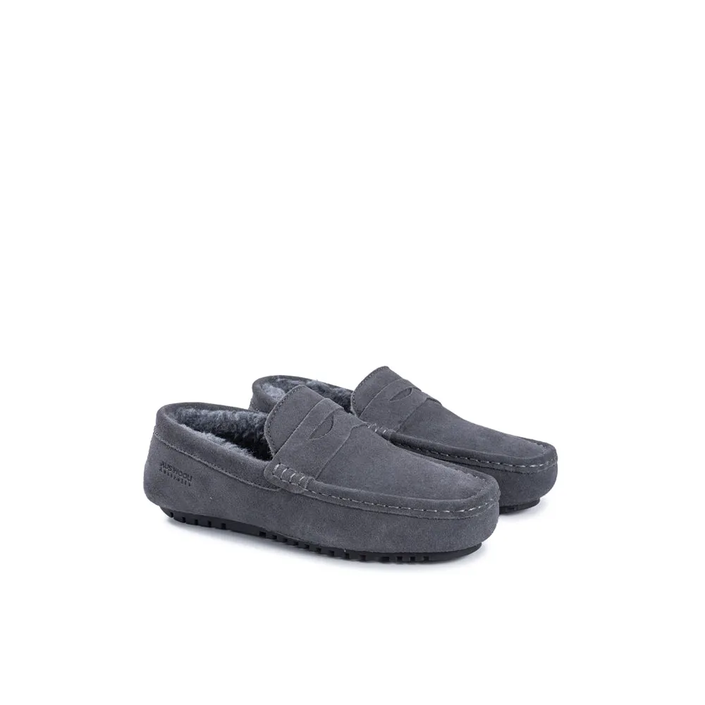 AUS WOOLI AUSTRALIA MENS TERRIGAL COSY MOCCASIN - GREY