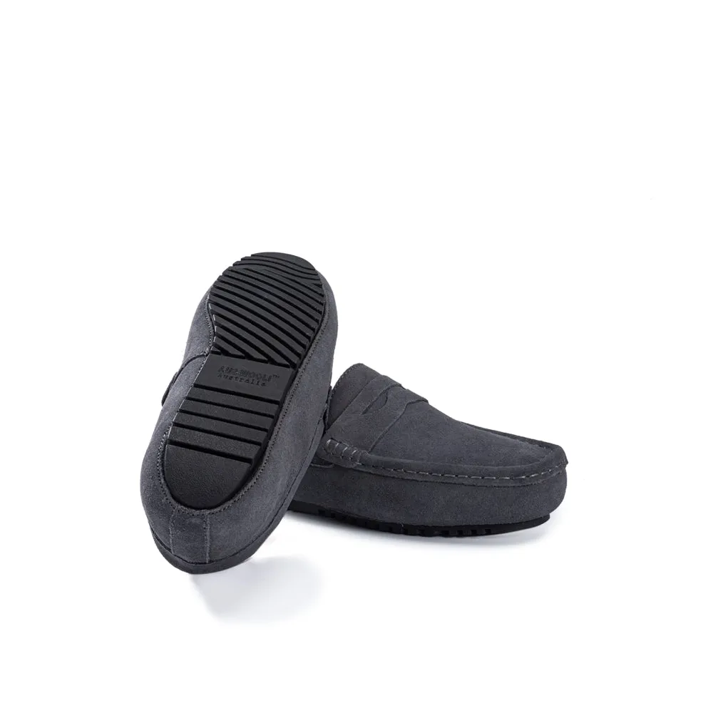 AUS WOOLI AUSTRALIA MENS TERRIGAL COSY MOCCASIN - GREY