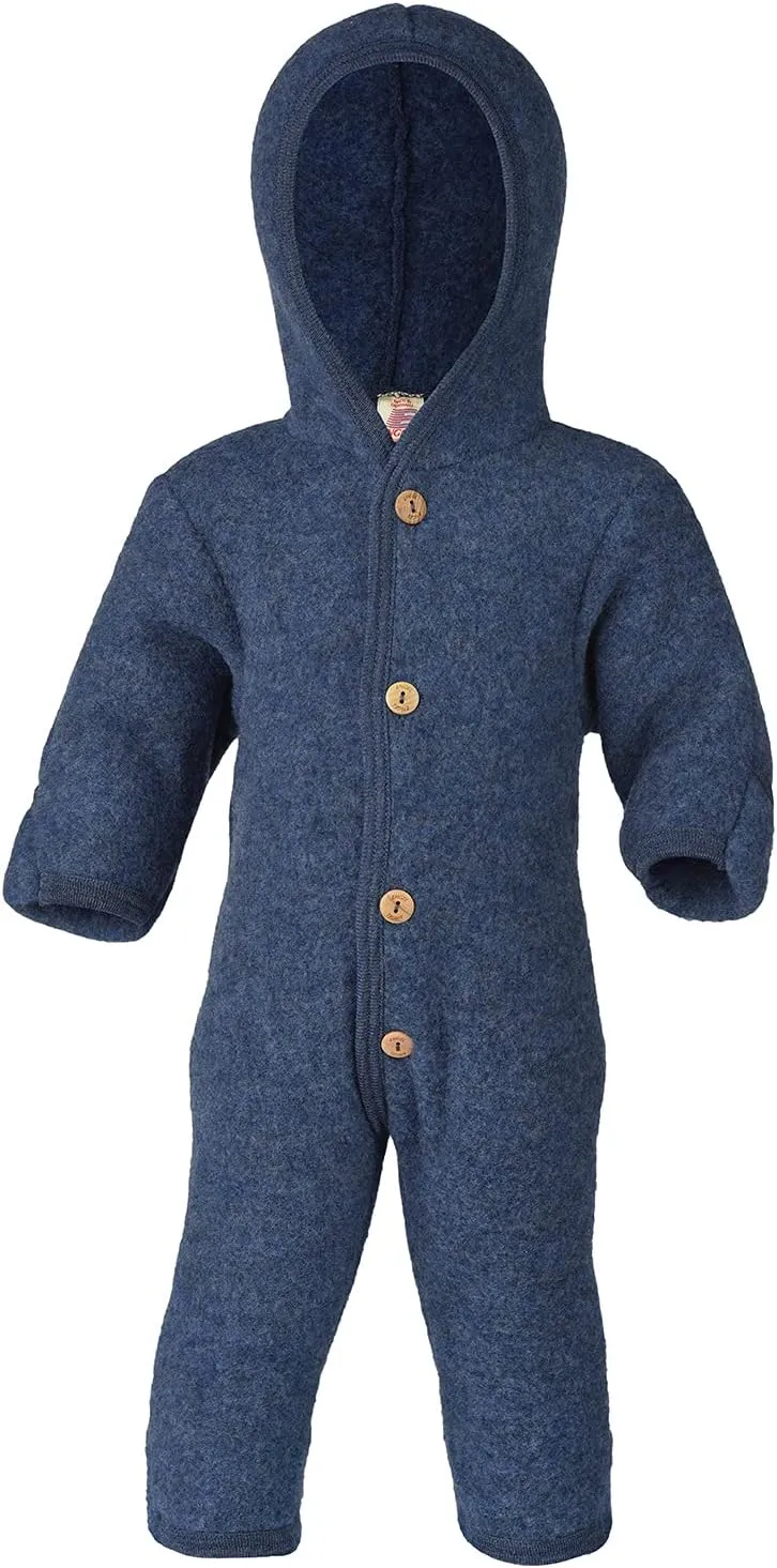 Baby Fleece Bunting: Thermal Footed Coverall Romper with Hood for Toddlers, Organic Merino Wool