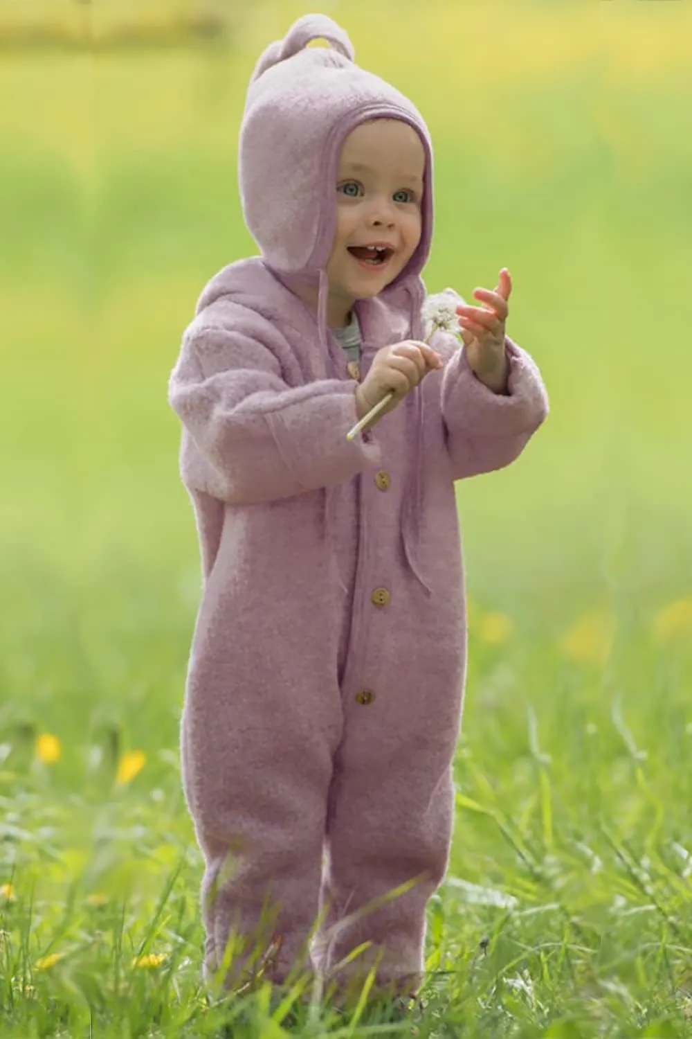 Baby Fleece Bunting: Thermal Footed Coverall Romper with Hood for Toddlers, Organic Merino Wool