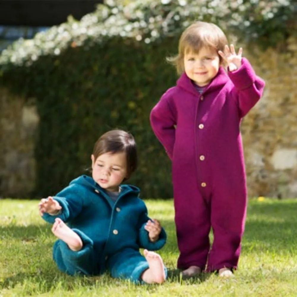 Baby Fleece Bunting: Thermal Footed Coverall Romper with Hood for Toddlers, Organic Merino Wool