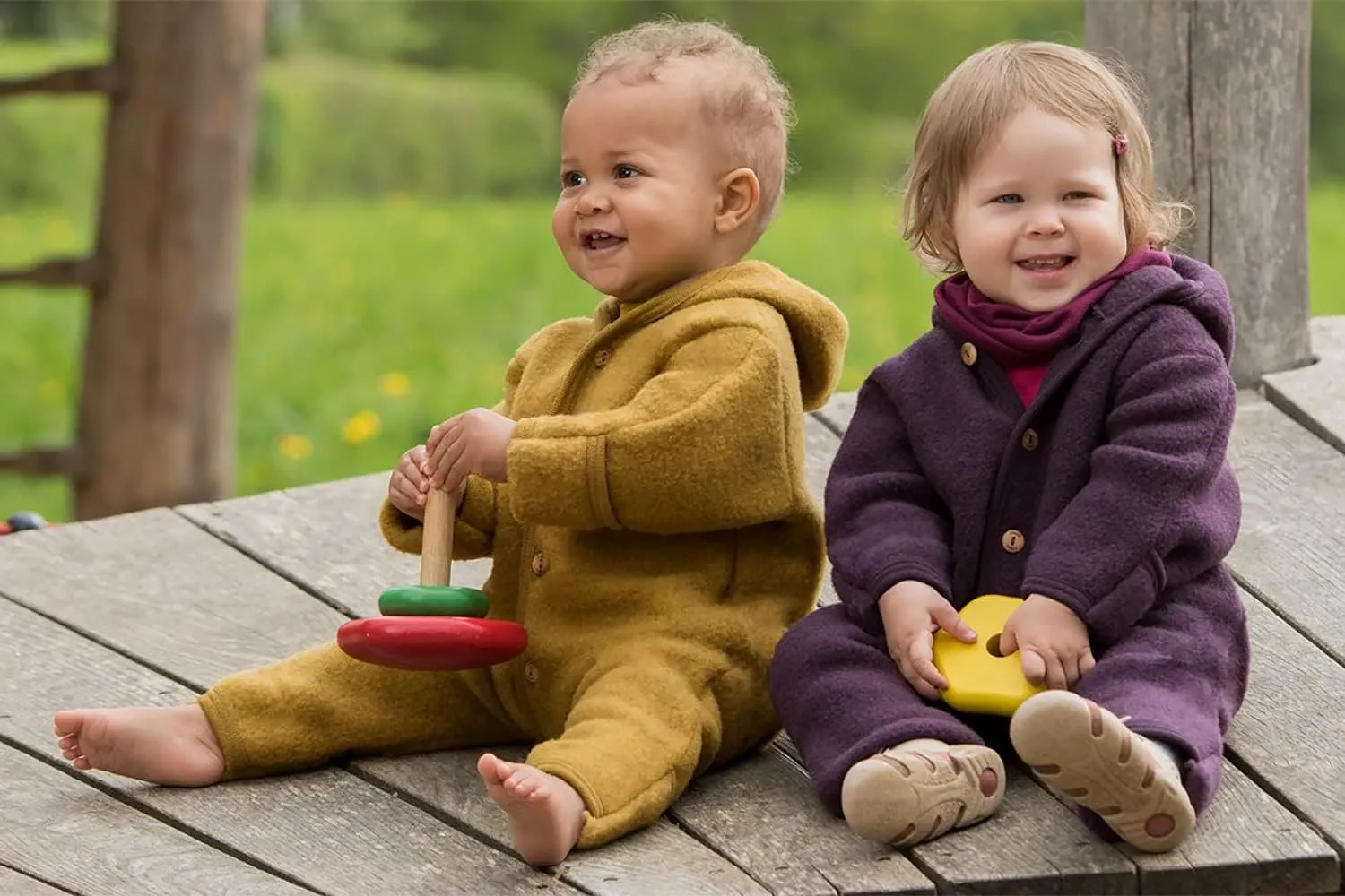 Baby Fleece Bunting: Thermal Footed Coverall Romper with Hood for Toddlers, Organic Merino Wool