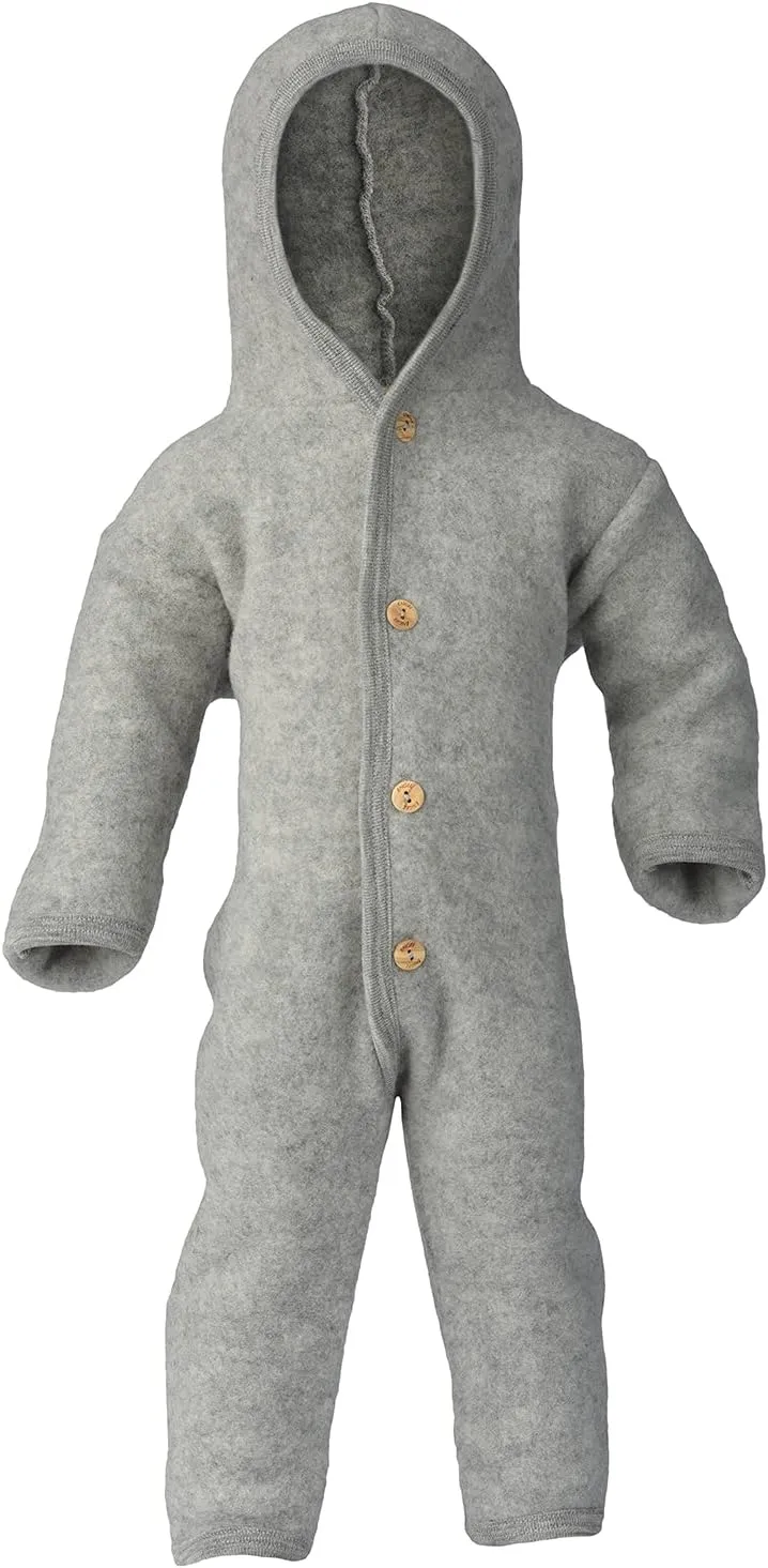 Baby Fleece Bunting: Thermal Footed Coverall Romper with Hood for Toddlers, Organic Merino Wool