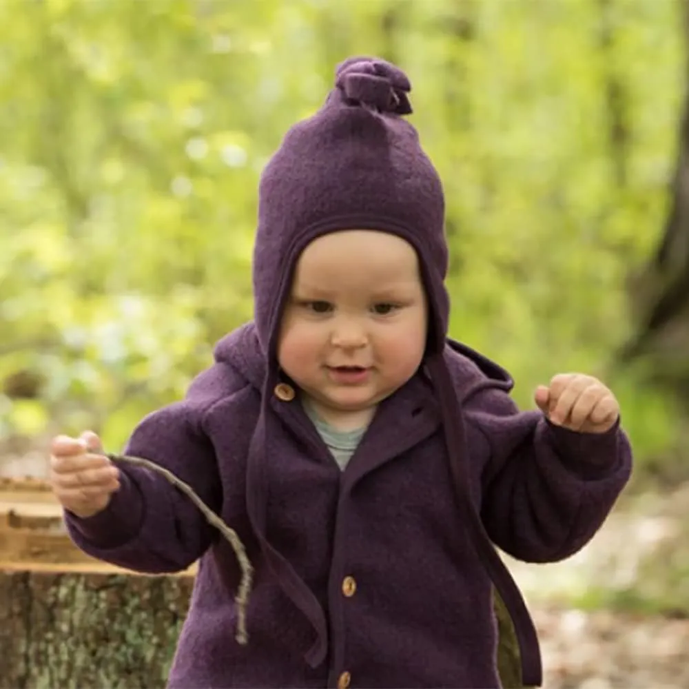 Baby Winter Hat with Ties: Toddler Infant Ear Protection Hat 6-24 Months, Organic Merino Wool Fleece
