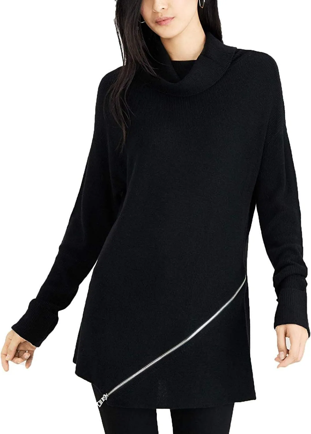 bar III $79 Womens Black Zipper Trim Turtle Neck Long Sleeve Sweater XXL B B