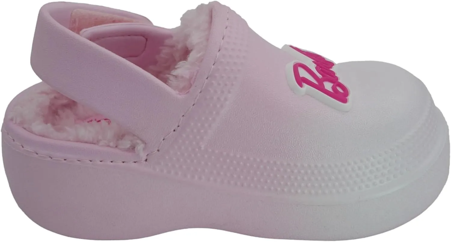 Barbie Toddler Girls' Faux Fur Lined Clogs with Adjustable Strap – Comfortable, Cozy, and Stylish Slip-On Shoes
