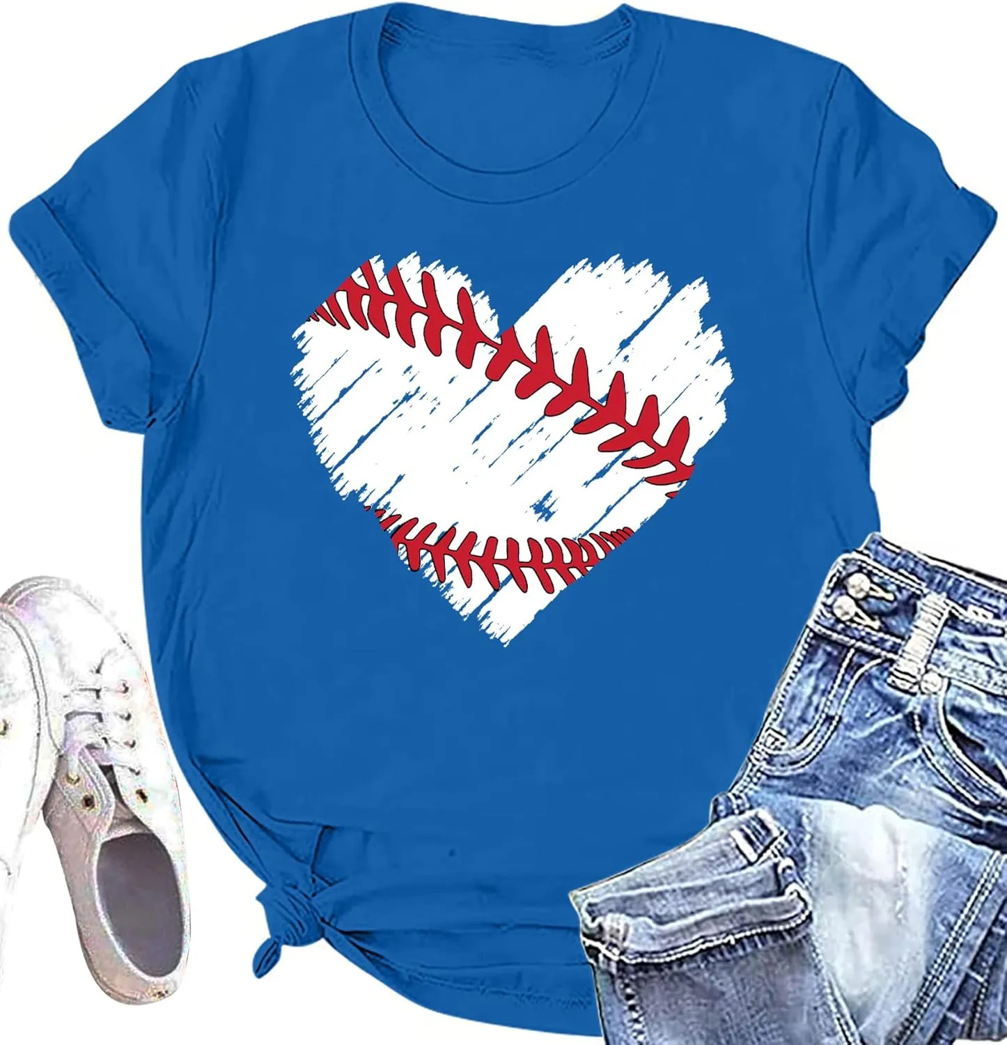 Baseball T Shirts for Women Baseball Mom Shirt Tee Funny Baseball Heart Graphic Casual Baseball Lover Gifts