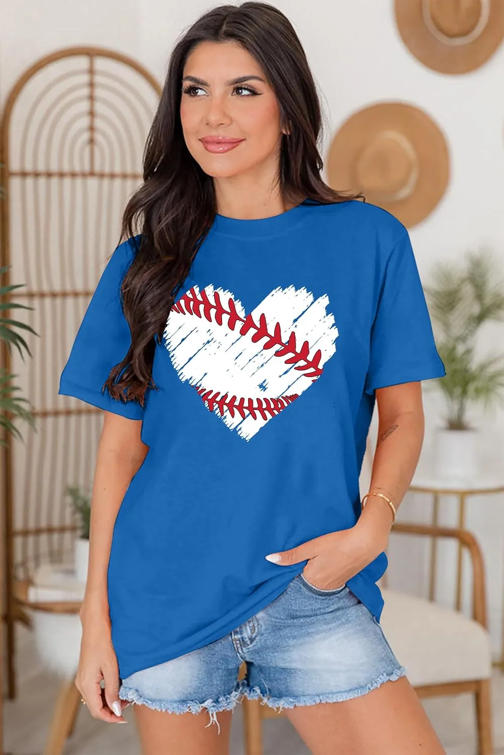 Baseball T Shirts for Women Baseball Mom Shirt Tee Funny Baseball Heart Graphic Casual Baseball Lover Gifts
