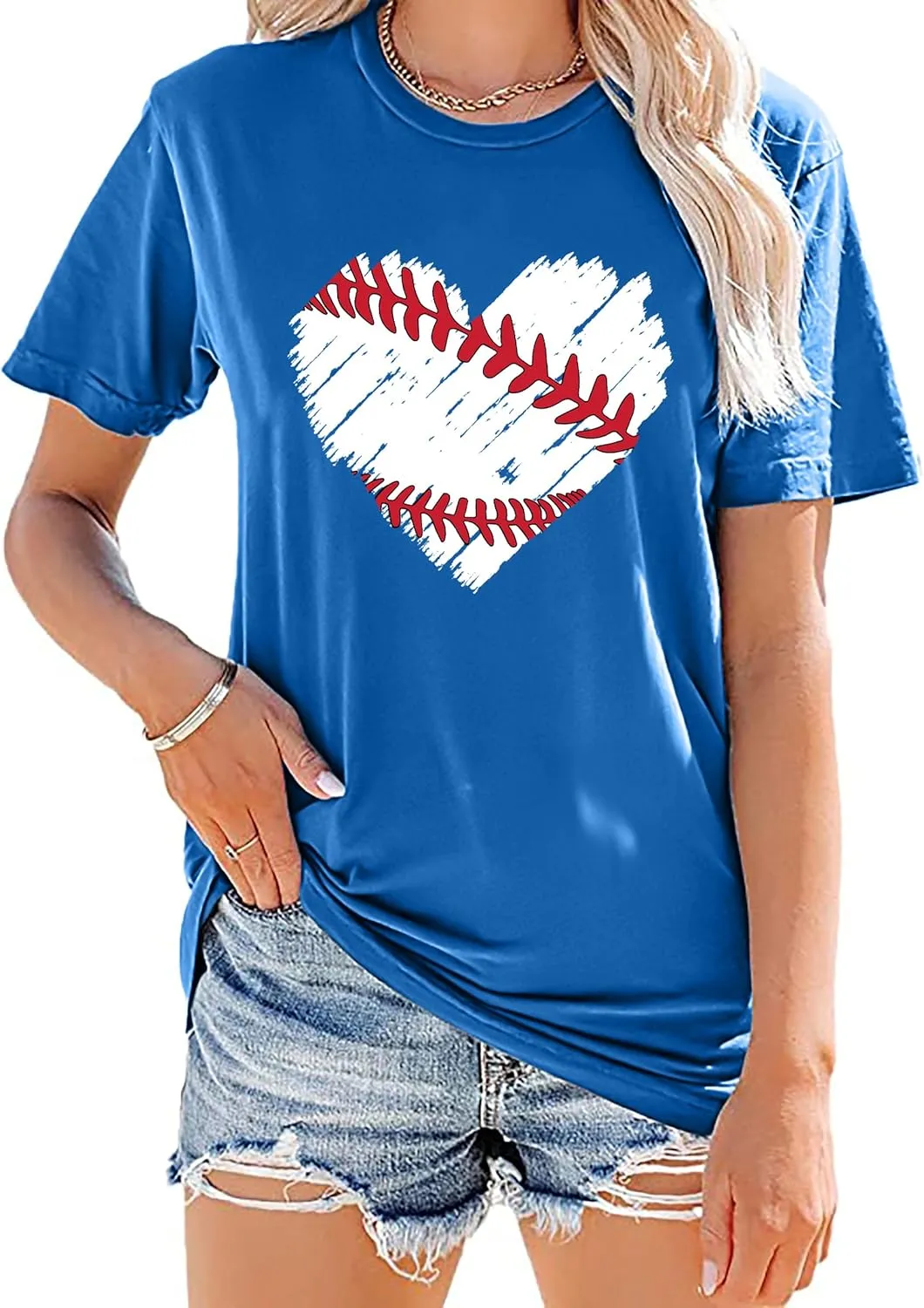 Baseball T Shirts for Women Baseball Mom Shirt Tee Funny Baseball Heart Graphic Casual Baseball Lover Gifts