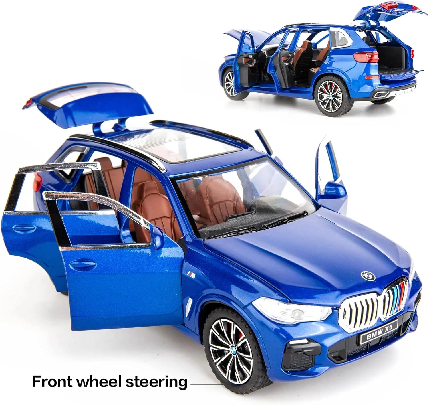 BDTCTK 1:24 Compatible for X5 SUV Model Car Toy, Zinc Alloy Pull Back Toy car with Sound and Light for Kids Boy Girl Gift(Blue)