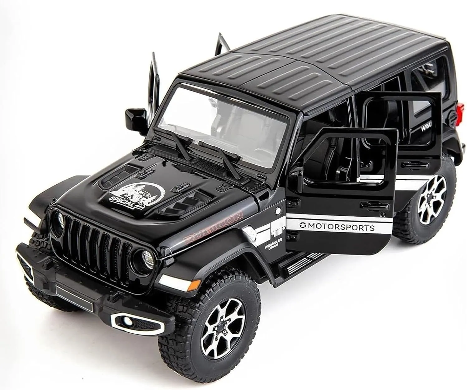 BDTCTK Off-Road 7 Door for Wrangler Diecast Toy Car Model, 1/22 Scale Metal Alloy Vehicle for Kids Boys Girls Adults, Doors Open, Light and Sound, Gifts Black